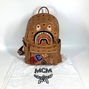 MCM MMK9AMB01CO001 BAPE Ape collaboration Shark Stark Backpack Bag